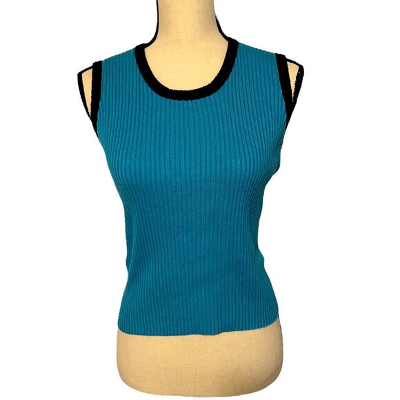 BEREK 2 Takako Sakon Knit Top Teal Black and Sequins Size Small RARE FIND - Picture 2 of 4